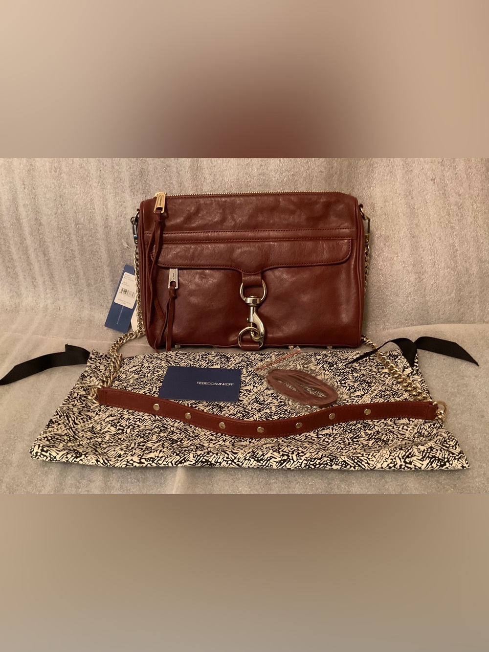 Rebecca Minkoff NWT MAC Clutch Mahogany Leather Gold Chain Fall 2013 Archive